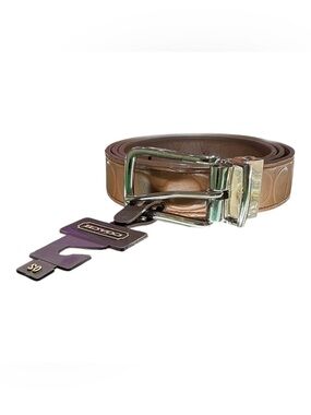 NWT Coach Reversible Harness Buckle Glovetanned Leather Belt